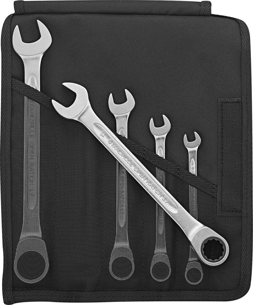 Imagen de JUEGO DE LLAVES CARRACA RECTO 8-19MM 5 PZAS EN BOLSA ENROLL. STAHLWILLE