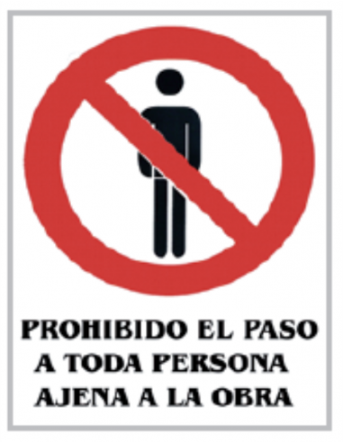 Imagen del producto CARTEL PVC 40X30 PROHIBIDO EL PASO PERSONAS AJENAS A OBRA