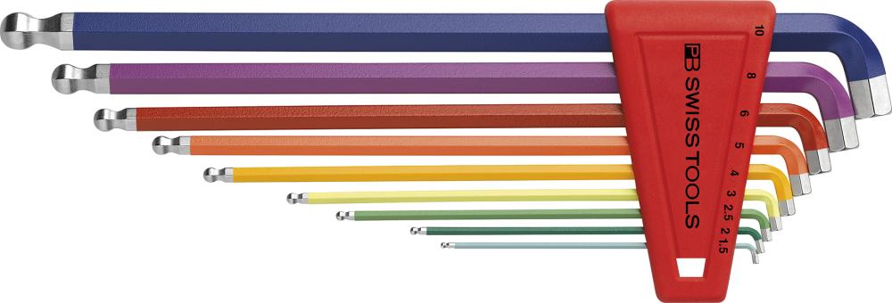 Imagen del producto Juego llaves Allen Juego en soporte plástico 9 piezas 1,5-10mm 100º Rainbow PB Swiss Tools