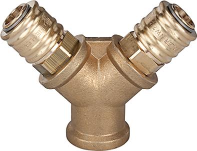 Imagen del producto Distribuidor de latón con2 acoplamientos con roscahembra RI G1/4" RIEGLER