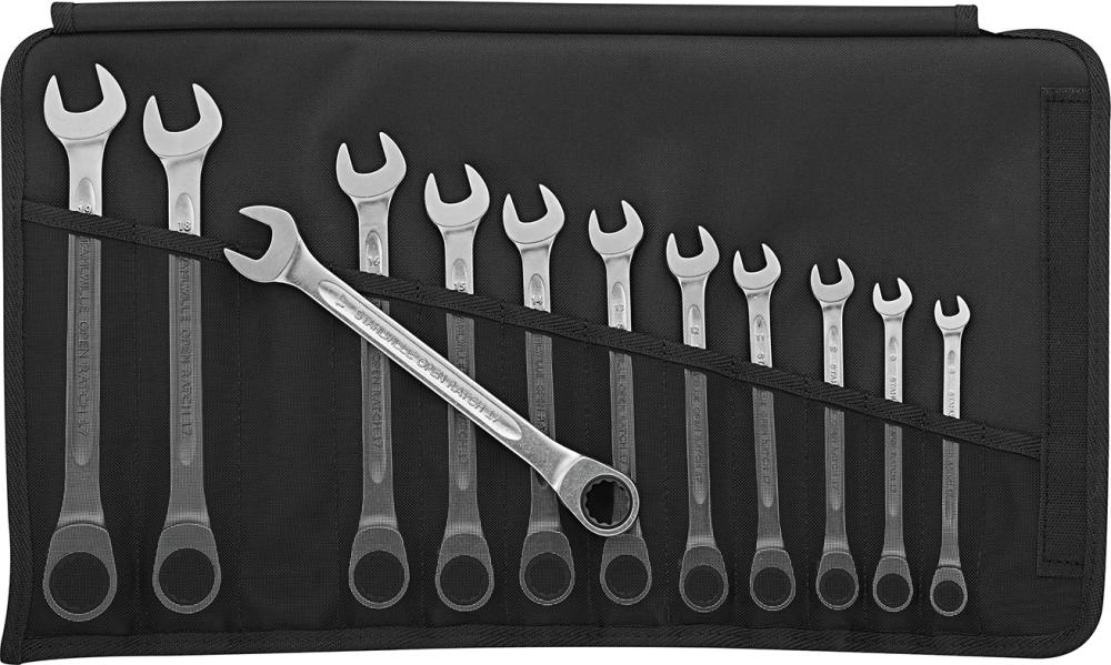 Imagen de JUEGO DE LLAVES CARRACA RECTO 8-19MM 12 PZAS EN BOLSA ENROLL. STAHLWILLE