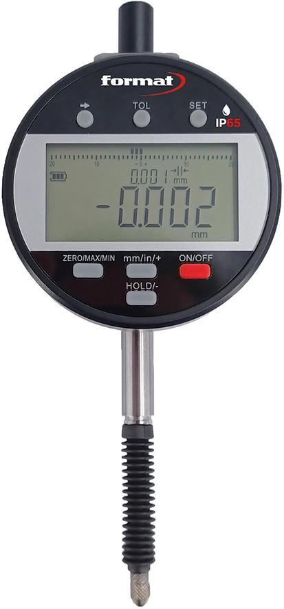 Imagen de RELOJ CONTADOR DIGITAL IP65 12,5/0,01MM BATERÍA CON RELOJ COMPARADOR DIGITAL FORMAT