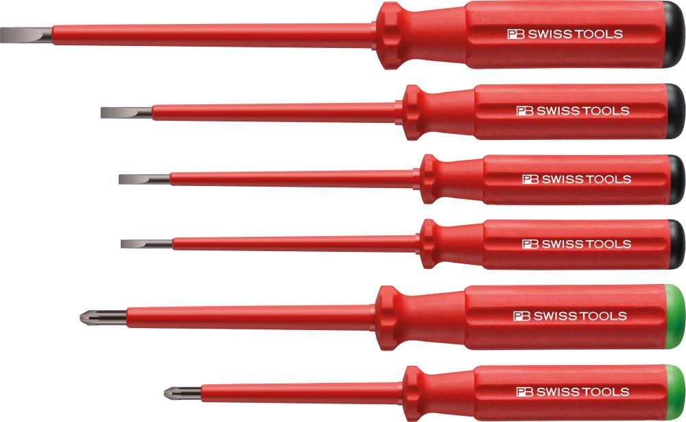 Imagen del producto Jgo. destornilladores VDE6 piezas cabeza plana/PZ en cartón Classic PB Swiss Tools
