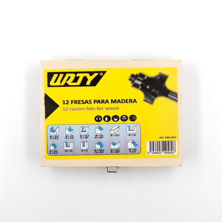 Imagen del producto Juego de 12 Fresas para Router de Madera con Estuche | Set de Brocas para Fresadora 1/2"