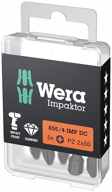Imagen de PUNTA IMPAKTOR 1/4" DIN 3126 E6,3 PZ2X50MM PAQUETE 5 UDS WERA