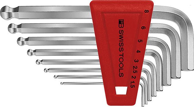 Imagen del producto Juego llaves Allen en soporte plástico 8 piezas, 1,5-8mm Pta esfér PB Swiss Tools