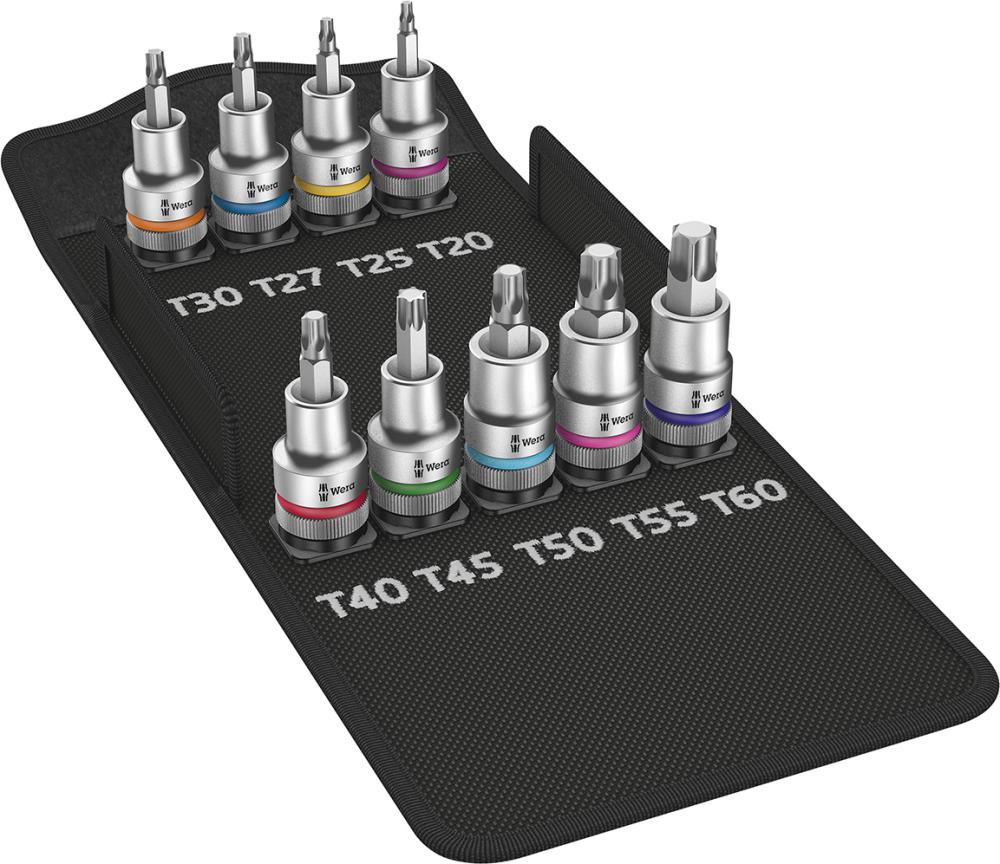 Imagen de KIT LLAVES VASO 1/2" 9 PIEZAS TX CON SOPORTE WERA