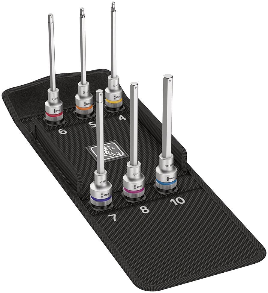 Imagen del producto Jgo puntas destornillador1/2" hembra hex larga función retención 6 unidades Wera