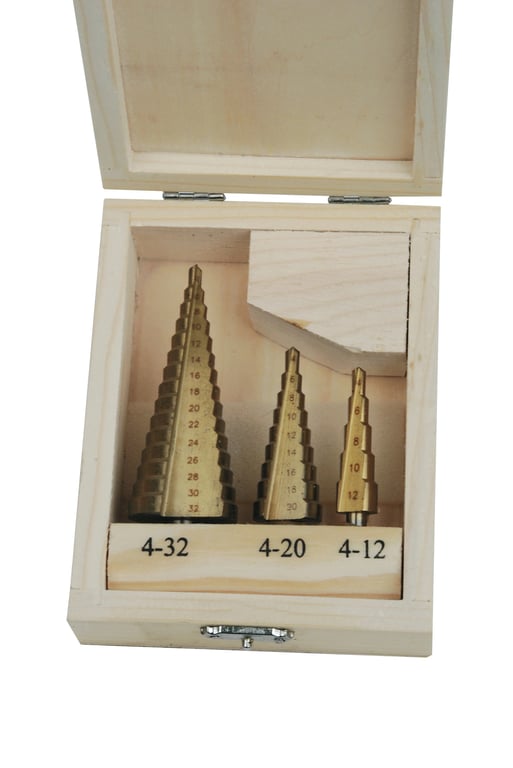Imagen del producto JUEGO BROCAS ESCALONADA CONICA P/CHAPA HSS