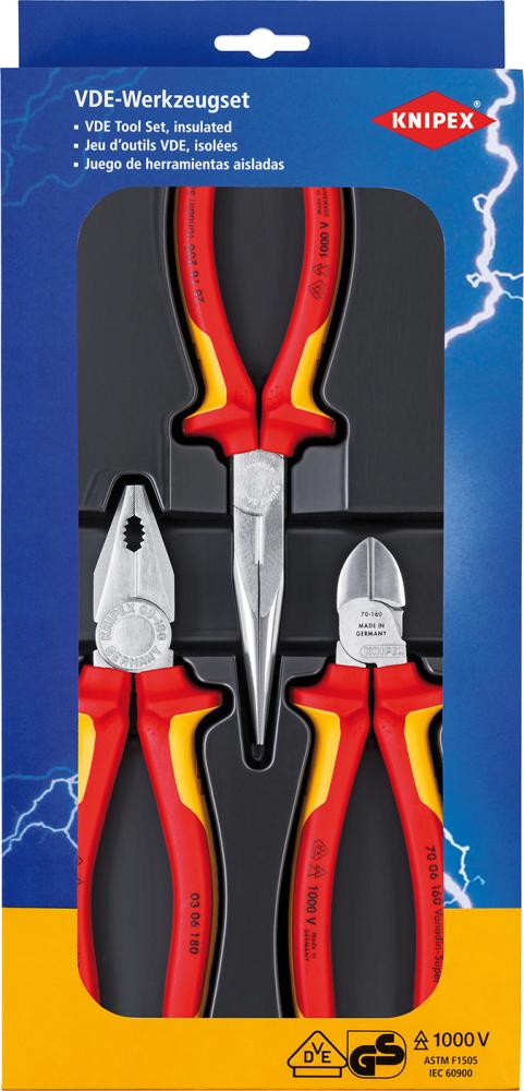 Imagen de JGO ALICATES SEGURIDAD VDE 3 PZAS KNIPEX