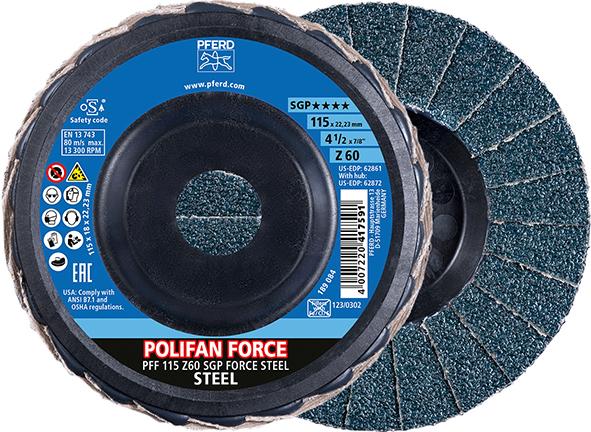 Imagen del producto Disco abrasivo de láminasFORCE SGP STEEL 115 mm Z 60 Pferd