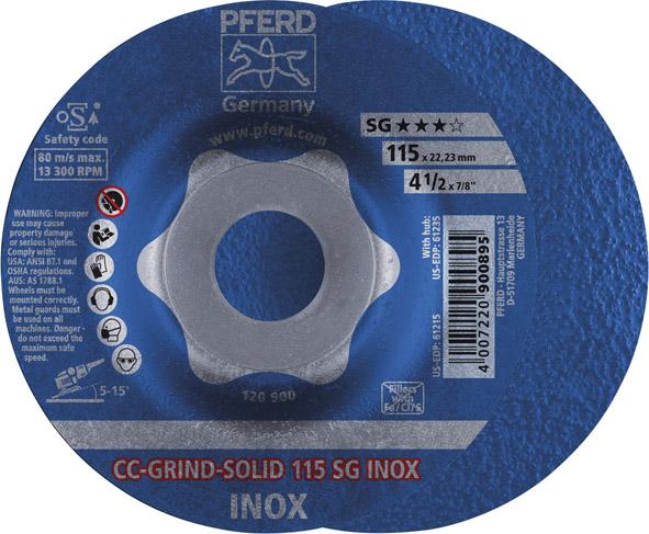 Imagen de MUELA ABRASIVA CC-GRIND SOLID SG INOX 115MM PFERD