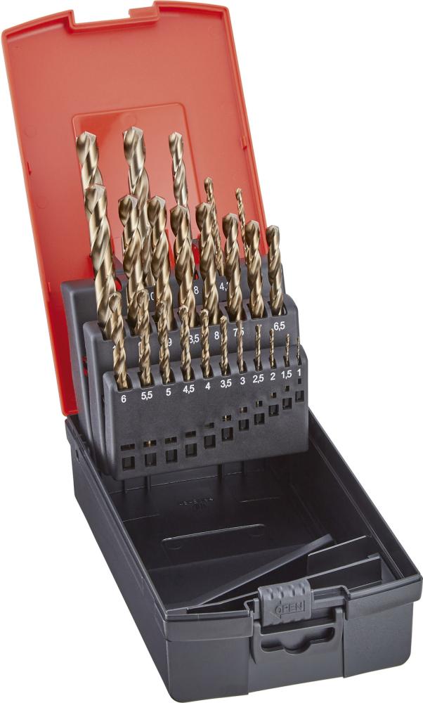 Imagen del producto Jgo brocas espirales HSSEDIN338 GoldOxid 19 pzas c/ aumt 1-10,0mm cada 0,5