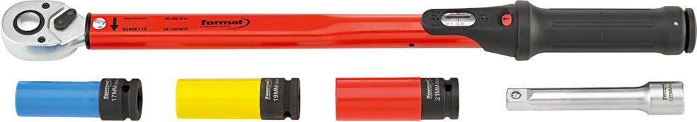 Imagen del producto Jgo. llave dinamométrica 40-200Nm 1/2" 5 piezas FORMAT