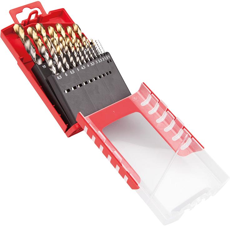 Imagen del producto Jgo broca espir. 1-10mm x0,5 A002 en caja 118G tipo N 4xD 19 pzas Punta TiN A087201 Dormer