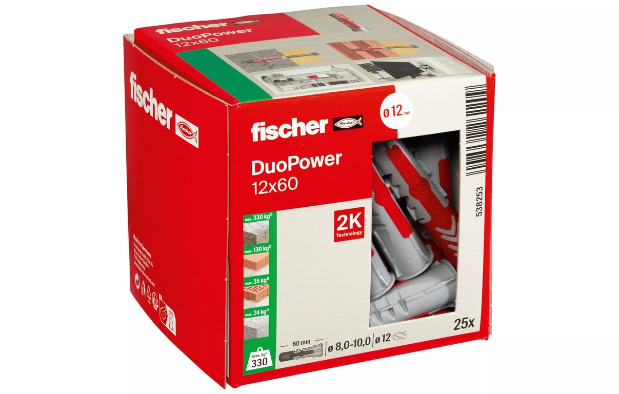Imagen del producto TACO FISCHER DUOPOWER 12X60 MULTIMATERIAL 100 UNIDADES