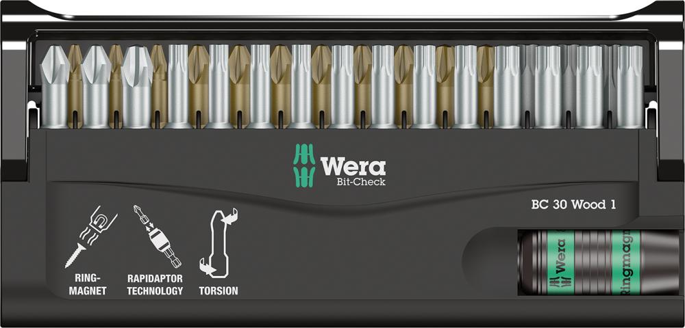 Imagen del producto Jgo puntas Bit-Check 30 Wood 1 Wera
