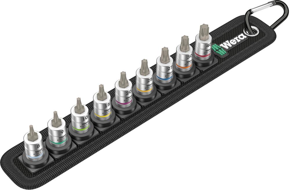 Imagen del producto Jgo puntas destornilladorcon función retención 1/4" Torx 9 pzas Wera