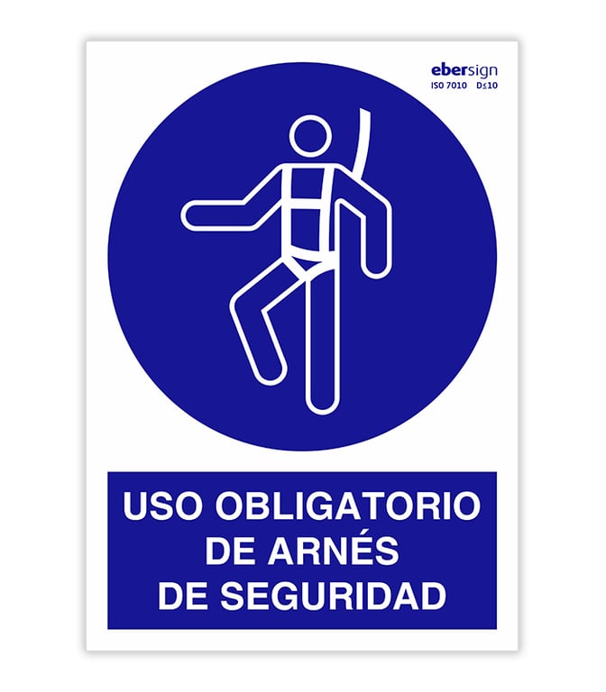 Imagen del producto SEÑAL USO BOLIGATORIO ARNES SEGURIDAD A4 POLIESTIRENO