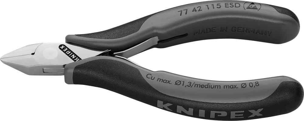 Imagen de CORTAALAMBRES ELECTRÓNICAESD PUNTIAGUDO SIN BISEL 115MM KNIPEX