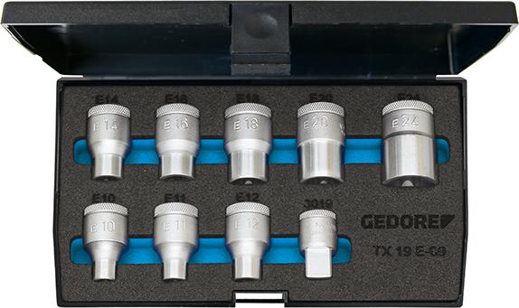 Imagen de JGO LLAVES DE VASO 1/2" E10 HASTA E24 9 PZAS GEDORE