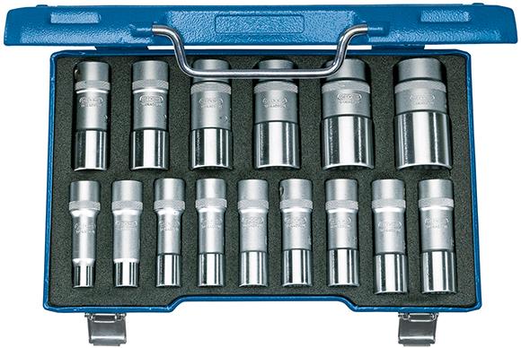 Imagen de JGO VASO LLAVE DE VASO BI-HEX 1/2" 10-32MM 15 UNIDADES GEDORE