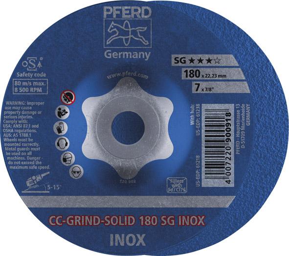 Imagen de MUELA ABRASIVA CC-GRIND SOLID INOX 180MM PFERD