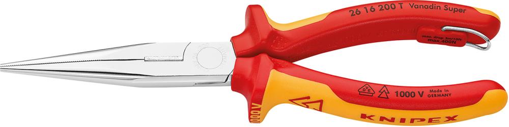 Imagen de ALICATES BOCA SEMIRREDONDA VDE TT CON MANGO VARIOS COMPONENTES 200MM KNIPEX
