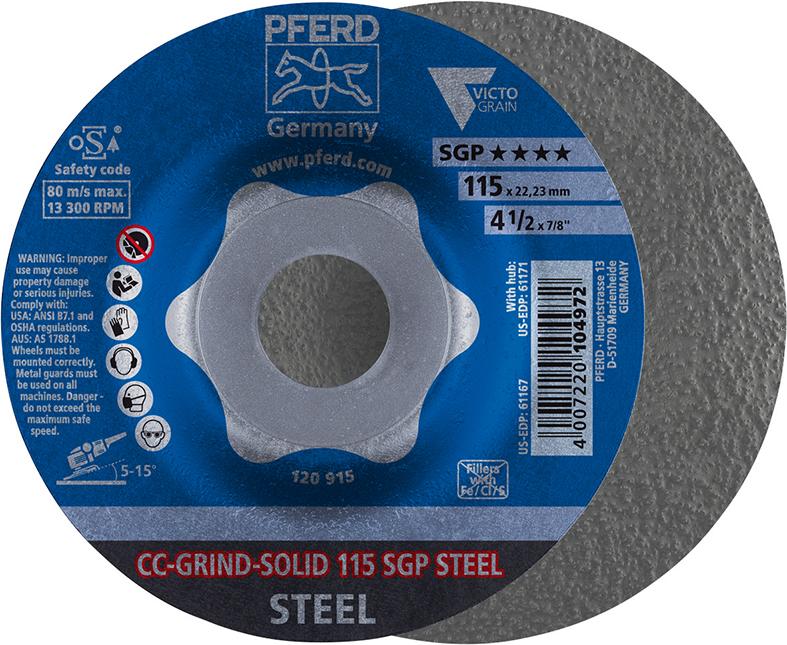 Imagen de MUELA ABRASIVA CC-GRIND SOLID SGP STEEL 115MM PFERD