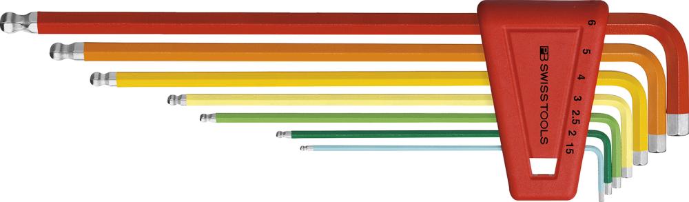 Imagen del producto Juego llaves Allen en soporte plástico 7 piezas1,5-6mm Rainbow Pta esfér PB Swiss Tools