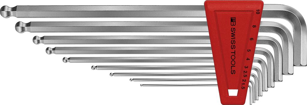 Imagen del producto Juego llaves Allen en soporte plástico 9 piezas, largo 1,5-10mm Pta esfér PB Swiss Tools
