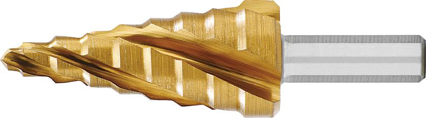 Imagen del producto Broca escalonada HSS TiN Ranura espiral cuádruple 4-20mm EXACT