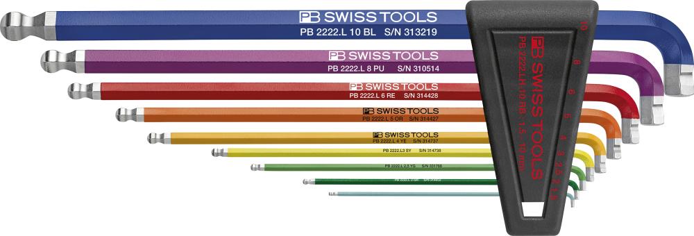 Imagen del producto Juego llaves Allen Juego en soporte plástico 9 piezas 1,5-10 90-100º Rainbow PB Swiss Tools