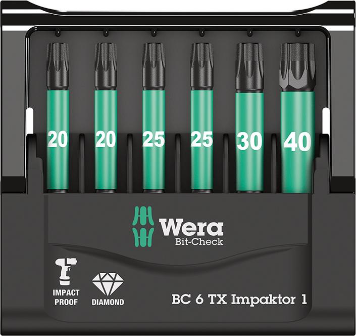 Imagen del producto Jgo puntas Bit-Check 6 TXImpaktor 1 Wera