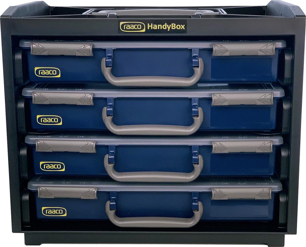 Imagen del producto Armario htas portátil HandyBox plástico c/ 4 maletínes surtido azules raaco