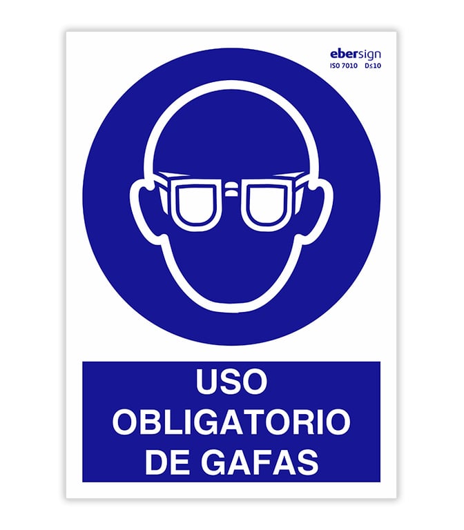 Imagen del producto SEÑAL USO OBLIGATORIO DE GAFAS A4 POLIESTIRENO