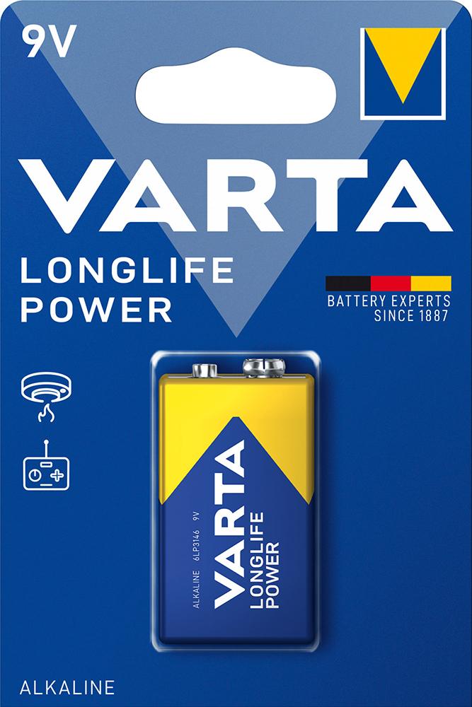 Imagen de PILAS LONGLIFE POWER 9 V BLOQUE ELÉC. BLÍSTER DE 1UD. VARTA