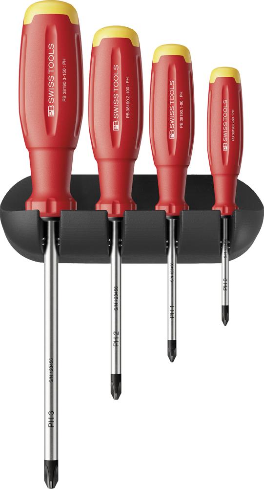 Imagen de JUEGO DESTORNILLADORES 4 PIEZAS PH EN SOPORTE MURAL SWISSGRIP EVO PB SWISS