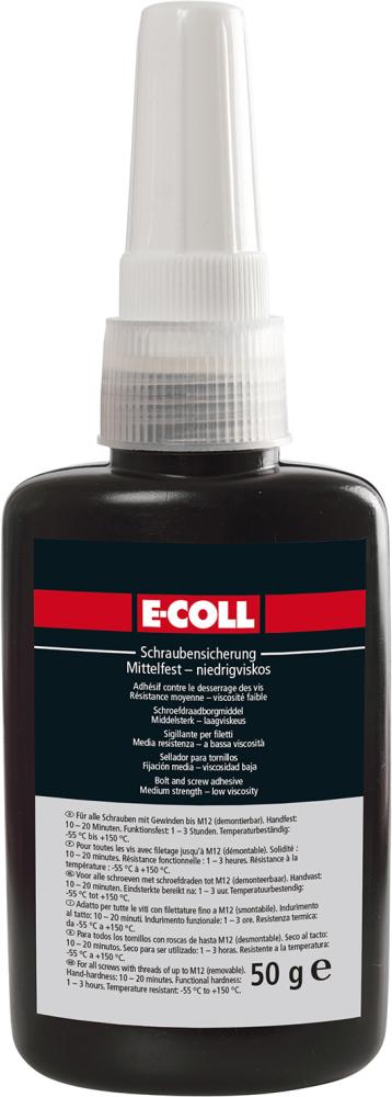 Imagen del producto Sujeción del tornillo media-dura baja viscosidad 50g E-COLL
