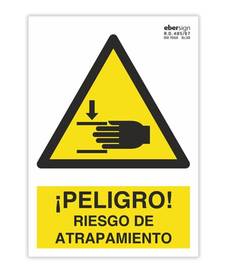 Imagen del producto SEÑAL RIESGO DE ATRAPAMIENTO A5 ADHESIVA