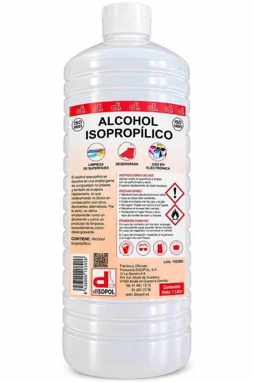 Imagen del producto Alcohol Isopropílico IPA Alta Pureza 1 Litro 99,99%