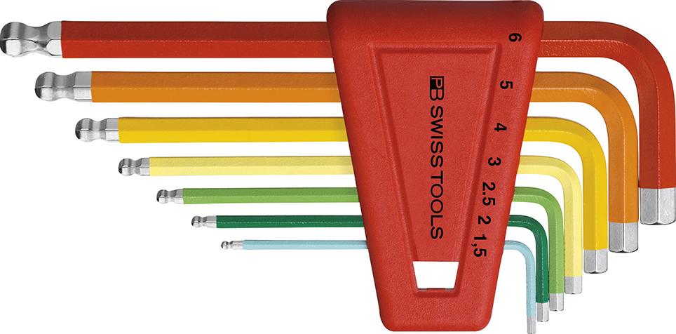 Imagen del producto Juego llaves Allen en soporte plástico 7 piezas1,5-8mm Rainbow Pta esfér PB Swiss Tools