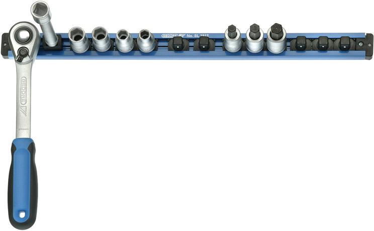 Imagen del producto Soporte tira c/ 14 adaptadores ext. y 2 int cuadrados 3/8" 480mm GEDORE