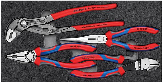 Imagen de JGO DE ALICATES BASIC CONREVESTIMIENTO INTERIOR ESPUMA 4 PZAS KNIPEX