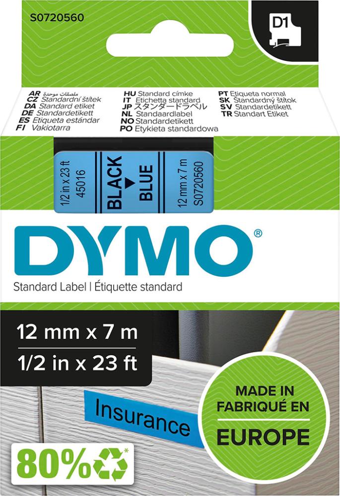 Imagen de CINTA ESCRITURA D1 45016 NEGRO/AZUL 12MMX7M DYMO