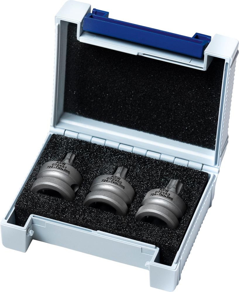 Imagen de JUEGO LLAVES DE VASO CONPUNTA DE ATORNILLAR DEFUERZA 1/2" 3 PIEZAS T30-T50 SHORTY ASW