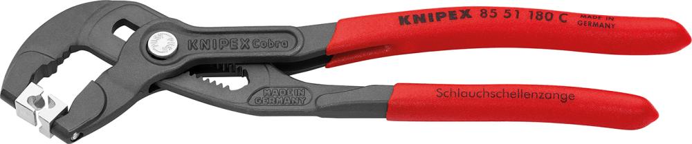 Imagen de TENAZAS ABRAZADERA PARA ABRAZADERA TUBO FLEXIBLE TIPO CLIC MANGO CON DE PLÁSTICO 180MM KNIPEX