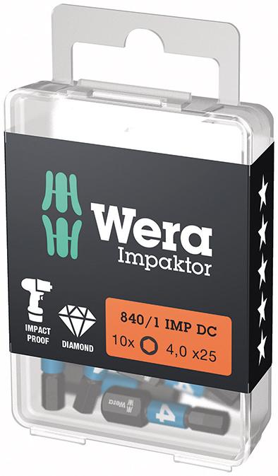 Imagen de PUNTA IMPAKTOR 1/4" DIN 3126 C6,3 HEMBRA HEXAGONAL 4X25MM PAQUETE 10 UDS WERA