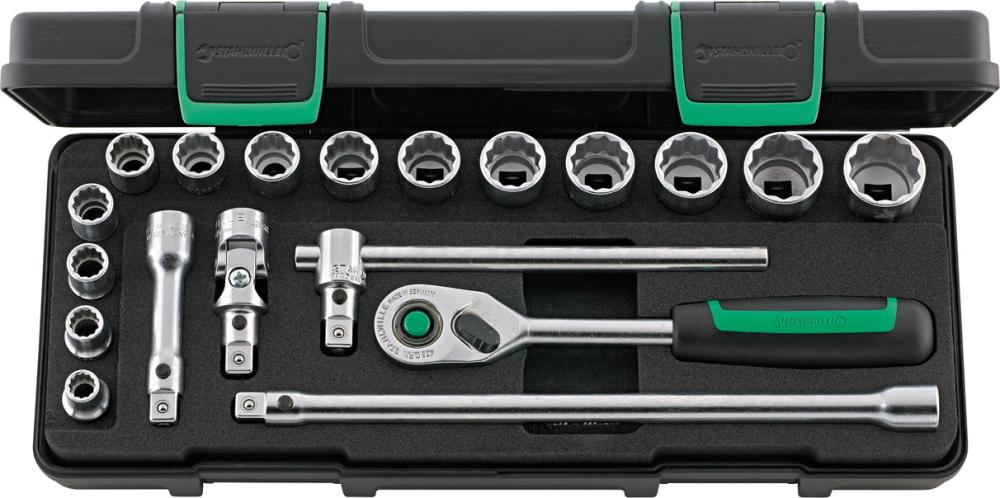 Imagen de JGO LLAVES VASO 3/8" 45/14/5I QR 19 PZAS STAHLWILLE