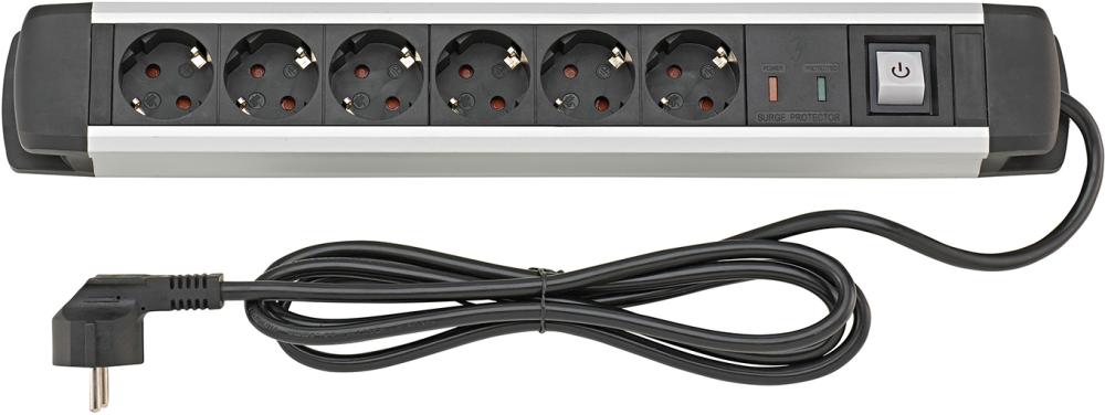Imagen de REGLETA DE 6 ENCHUFES H05VV-F3G1,5 1,6M ALUMINIO FORTIS